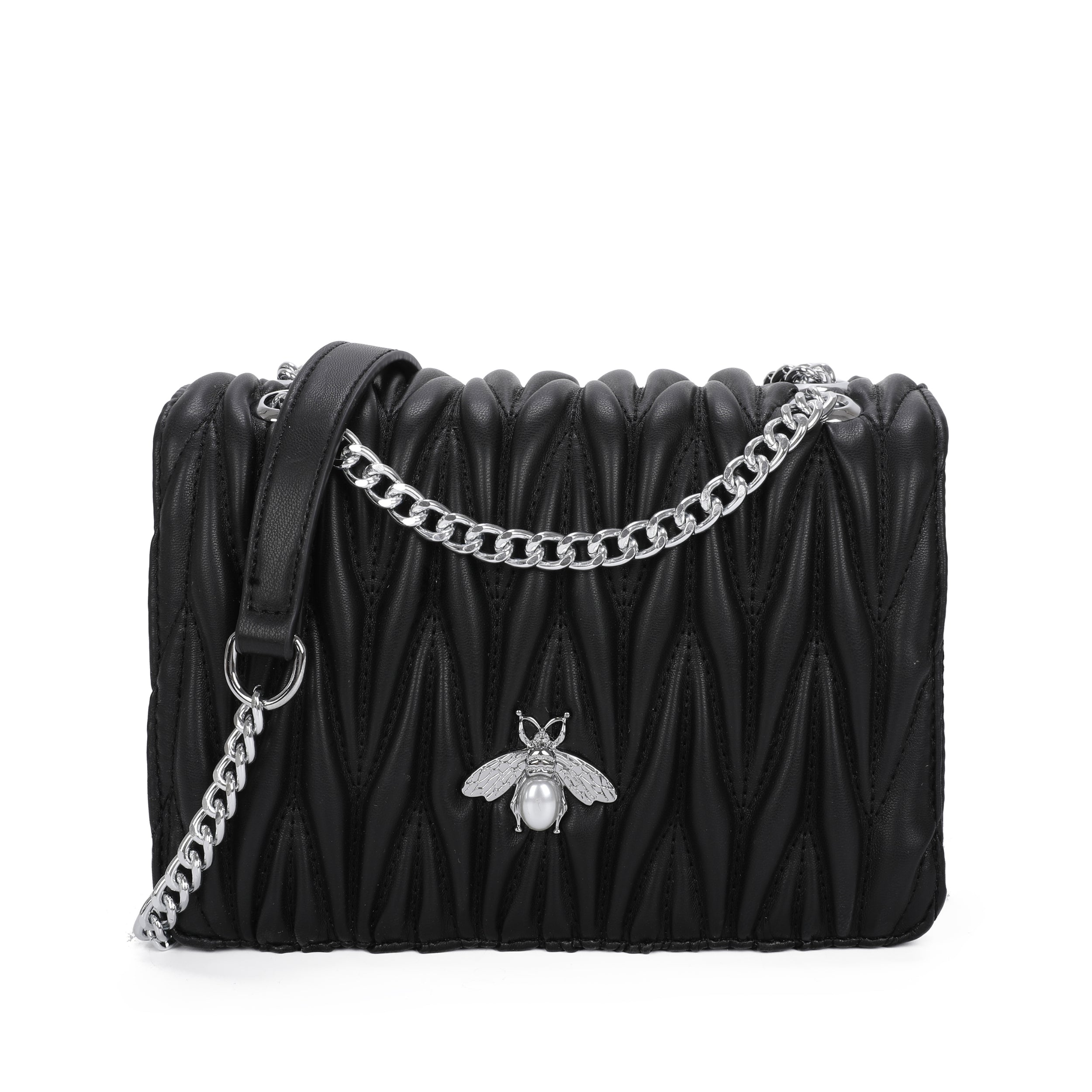 Craze London Quilted Bee Chain Bag
