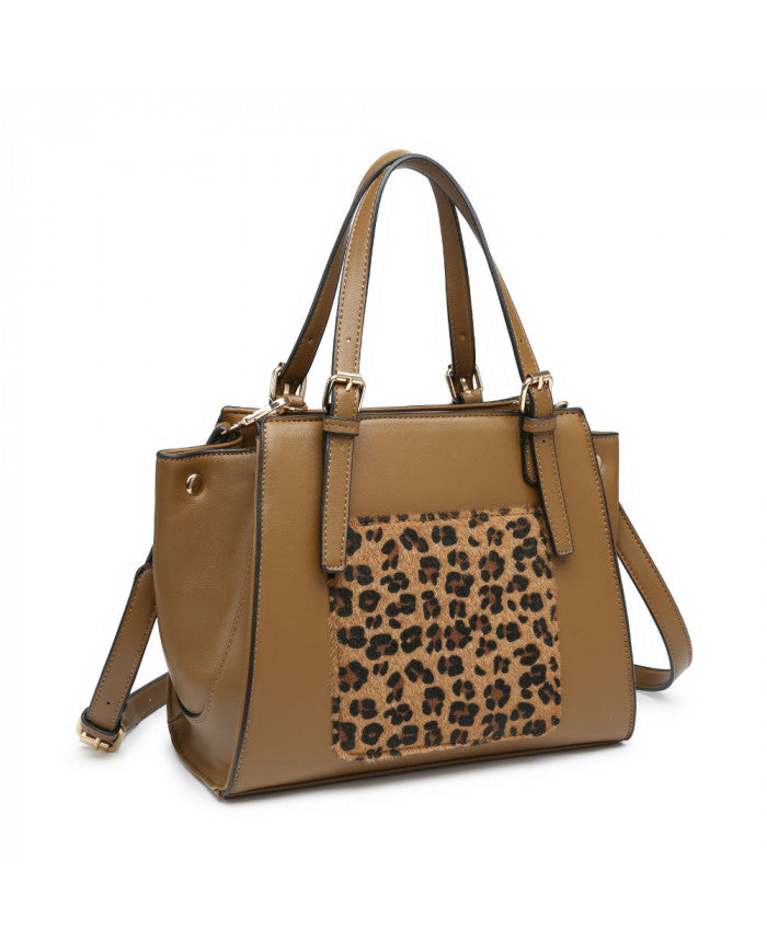 Craze London Small Tote with leopard pattern