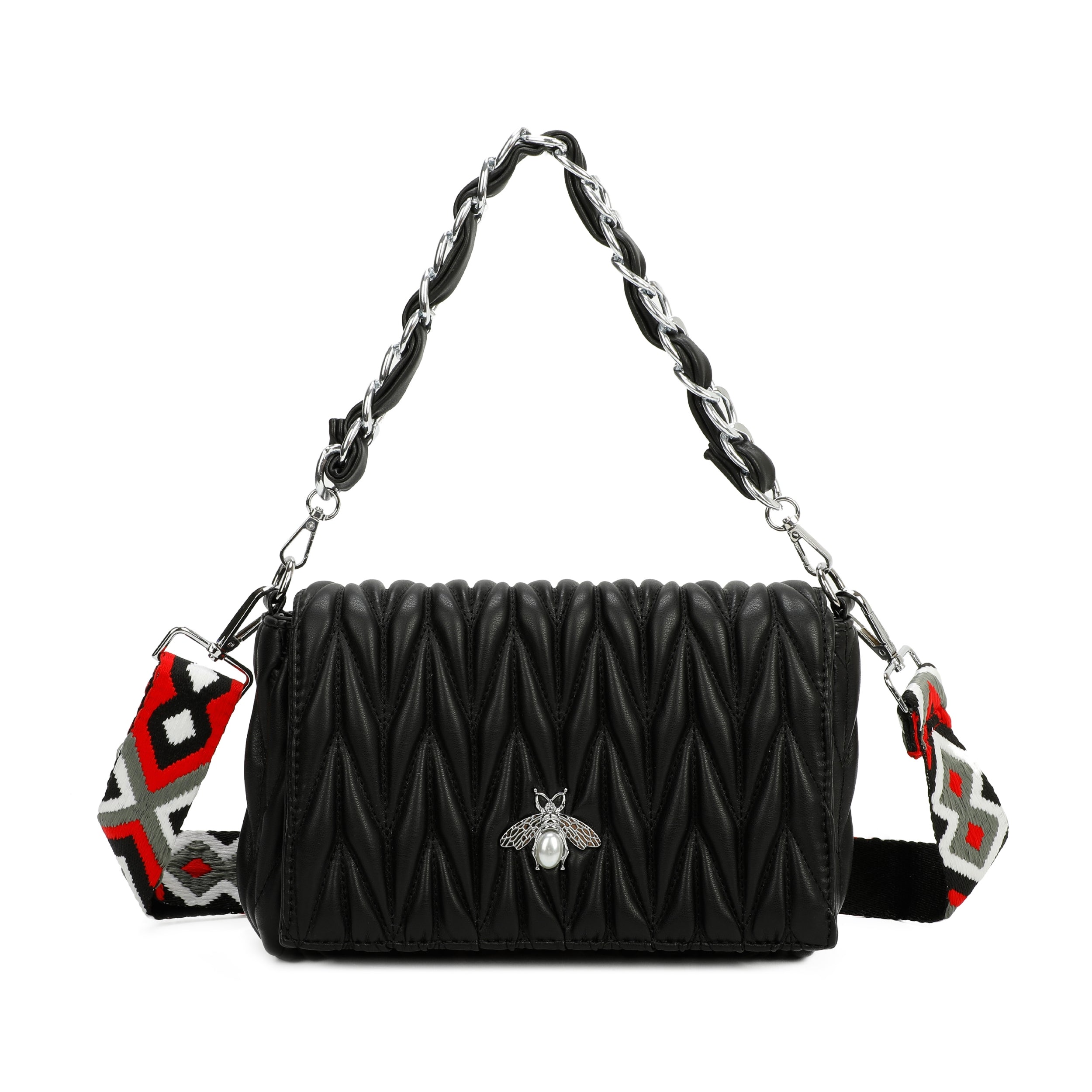 Craze London Quilted Bee Chain Bag