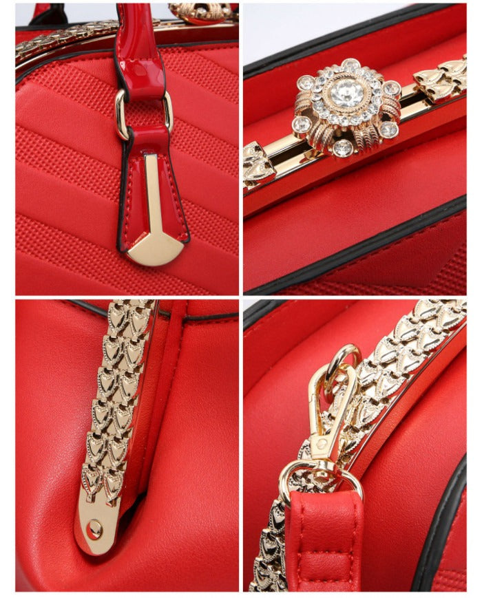 Craze London Shoulder Bag with Diamond Style Zip