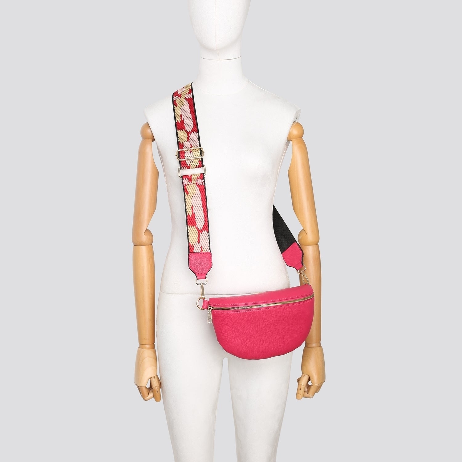 Women's Crossbody bag with Multicolored Crossbody Strap