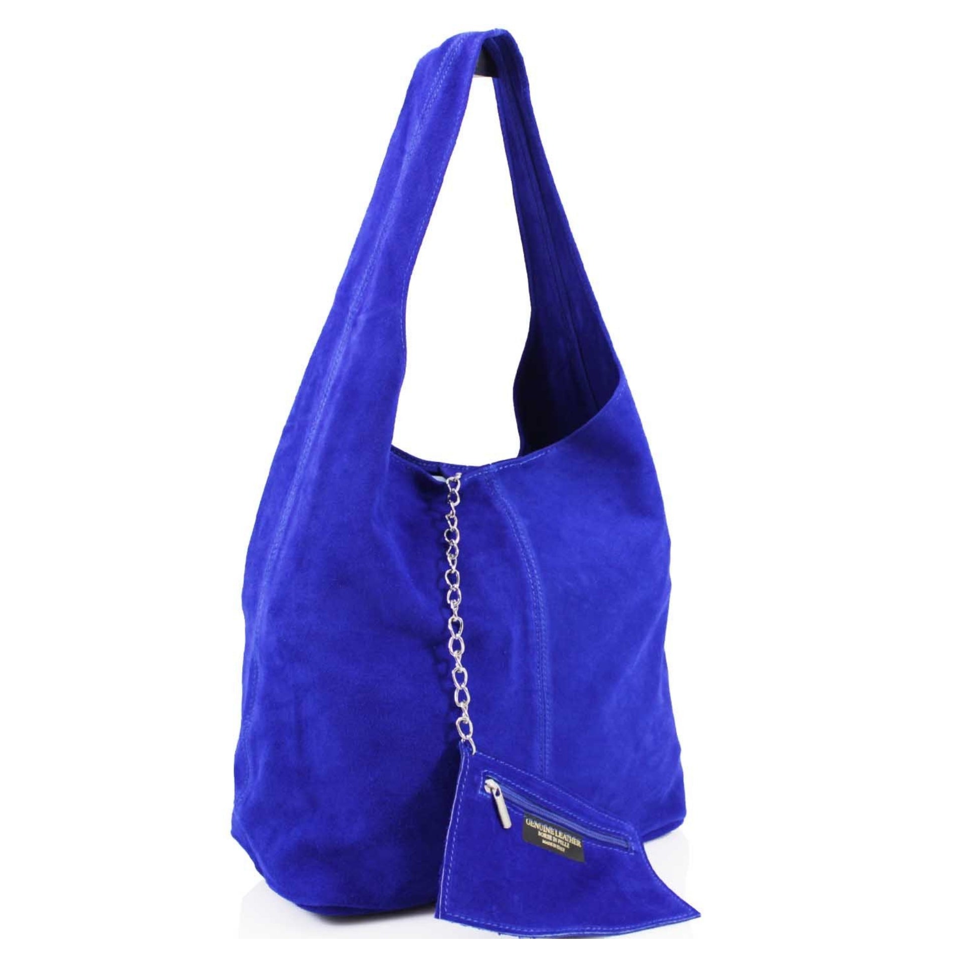 Expandable Genuine Italian Suede Leather Hobo Shoulder Bag