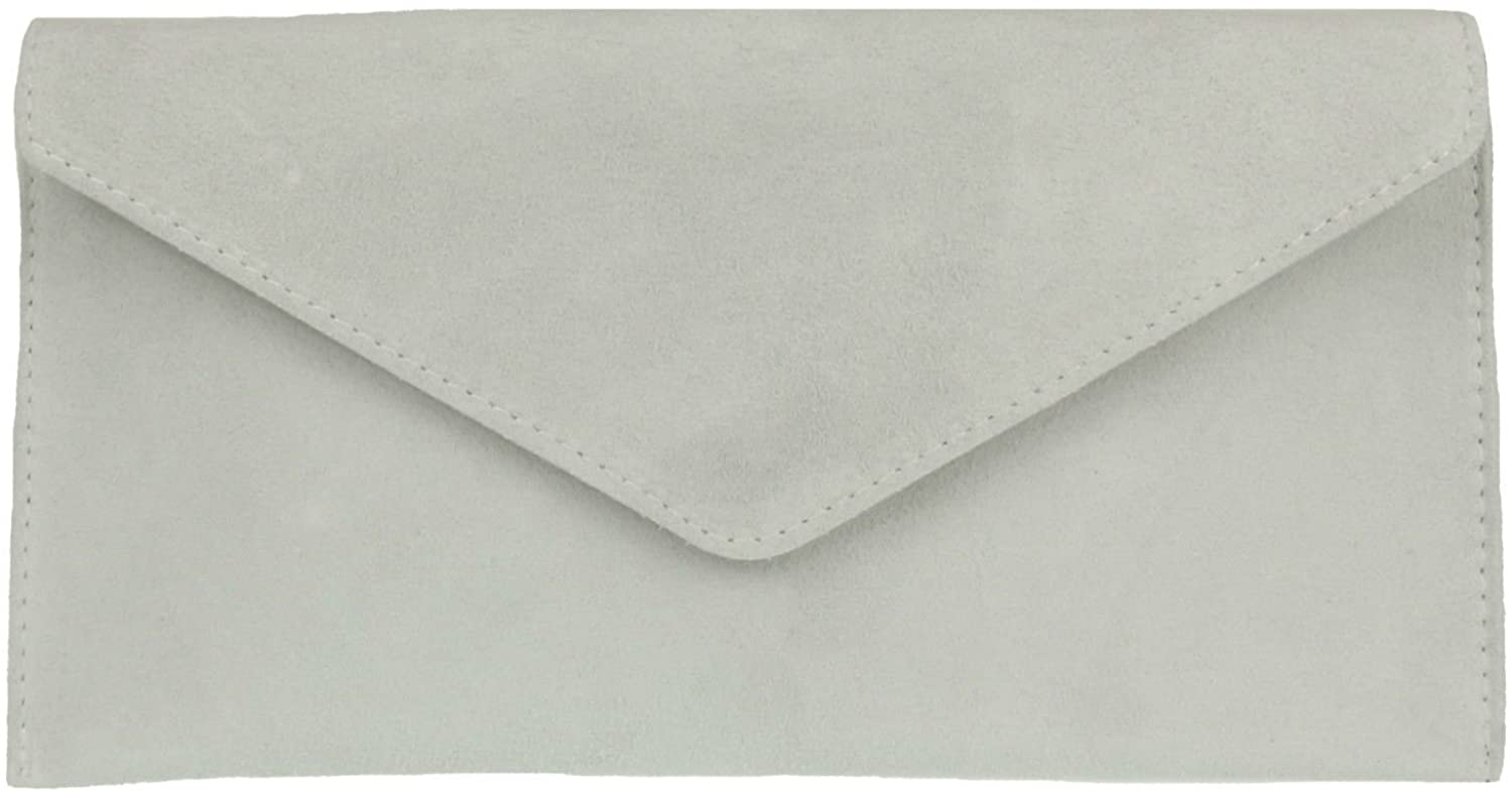 Pale grey suede clutch on sale bag