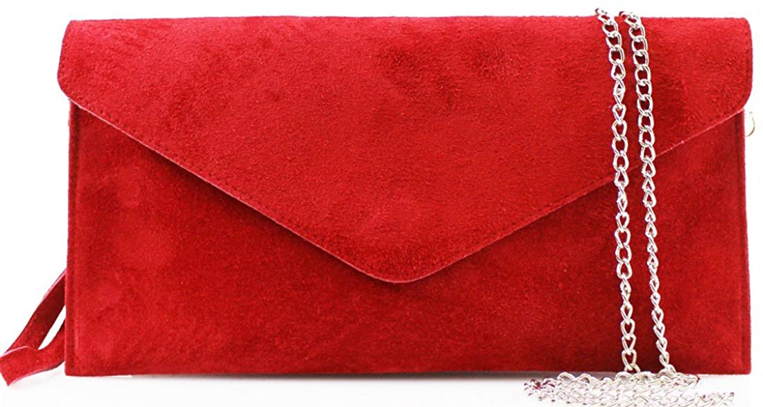 Genuine Italian Suede Leather Large Envelope Clutch Bag (V108)