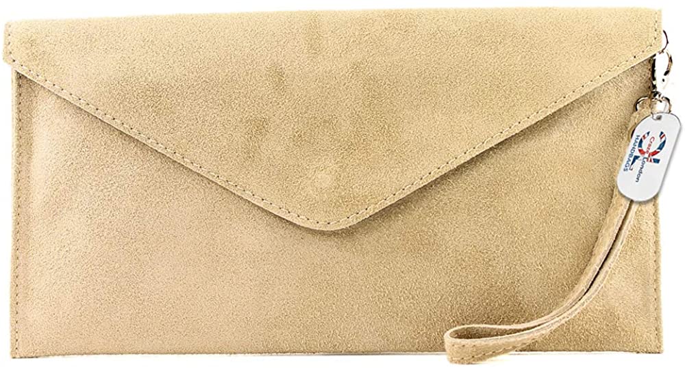 Genuine Italian Suede Leather Large Envelope Clutch Bag (V108)