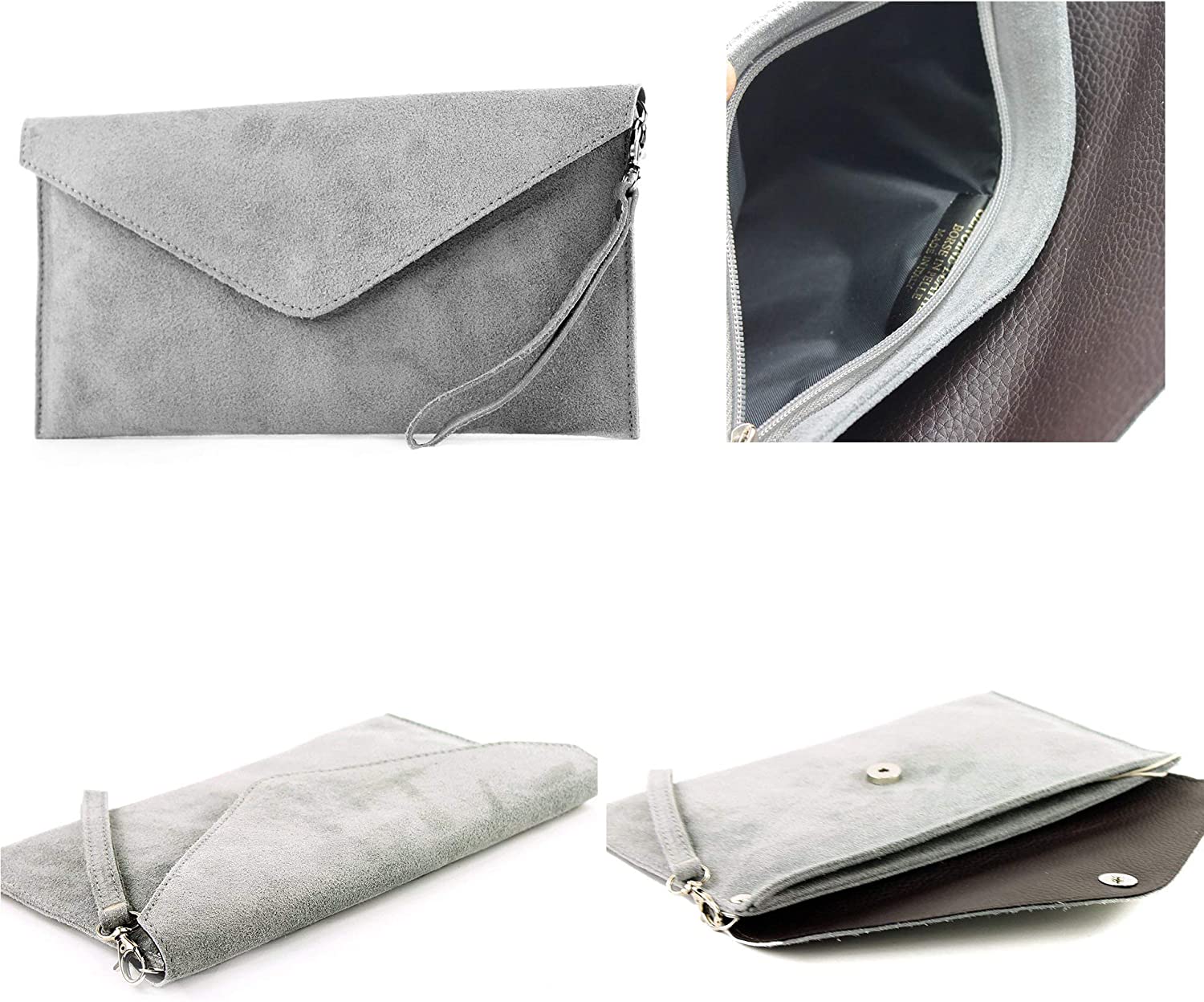 Genuine Italian Suede Leather Large Envelope Clutch Bag (V108)