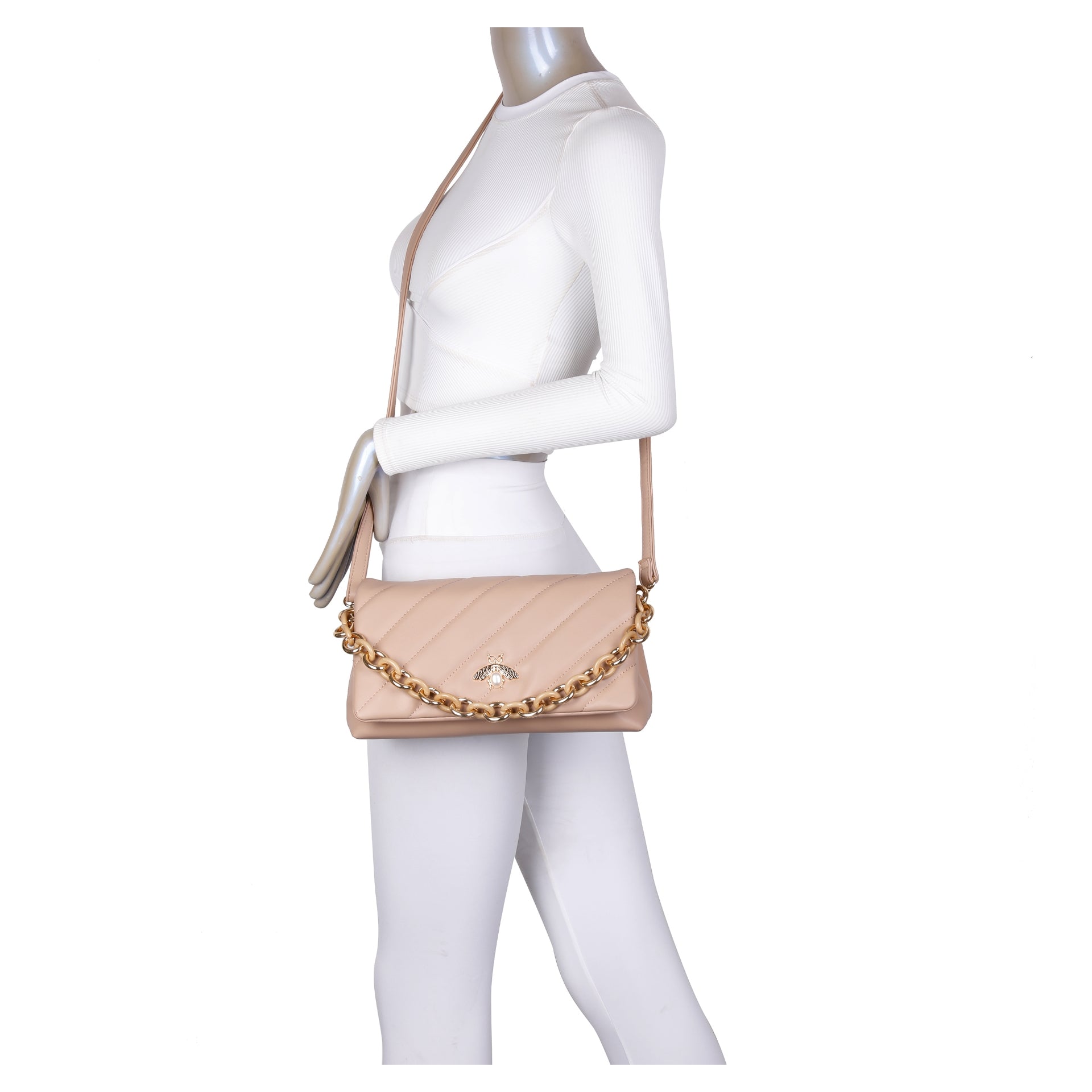 Craze London Women's Bee Studded Quilted Design Shoulder Bag
