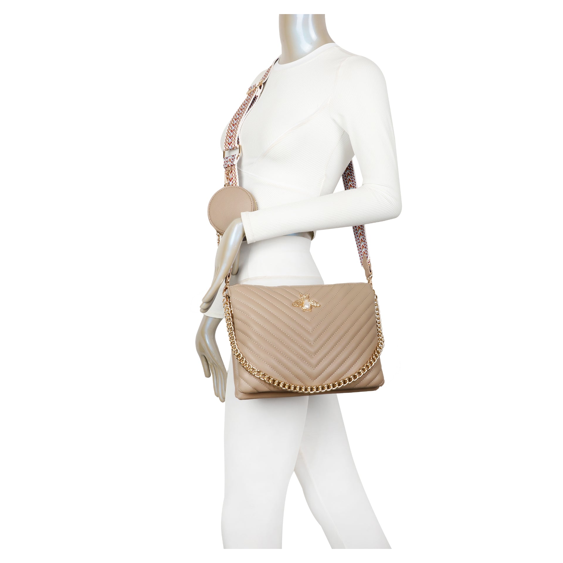 Craze London Womens Small Quilted Design Shoulder Bag