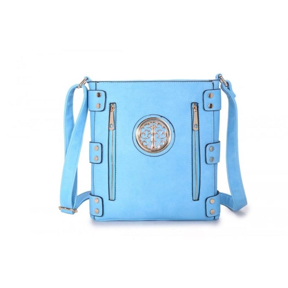 Womens Medium Multi Pocket Compartment Trendy Messenger Cross Body Shoulder Bag (JM252_PAP)